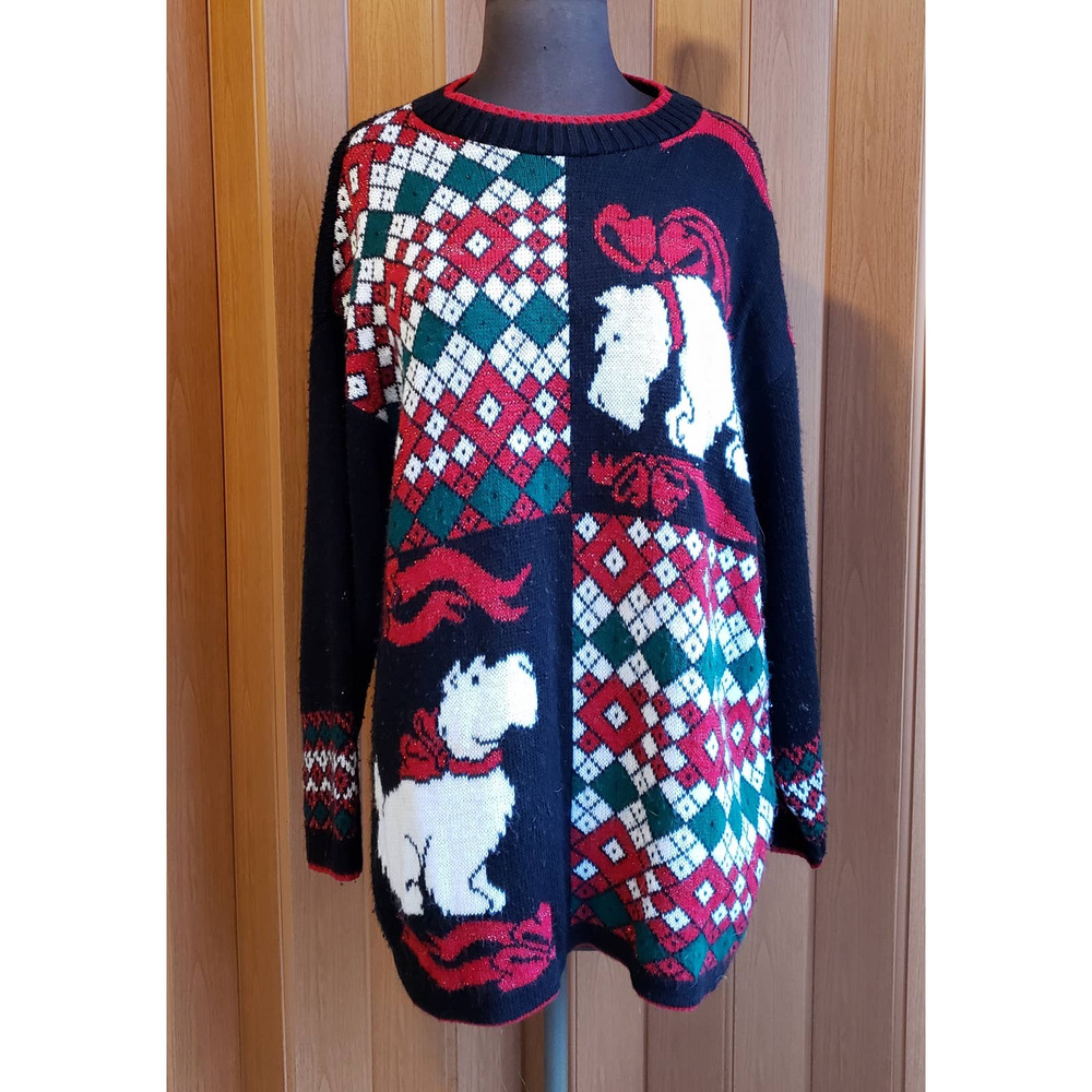 Holiday Time acrylic large vintage scottie dog pullover sweater